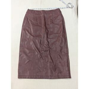 Women's wine colored pleather pencil skirt by AX Paris size 10